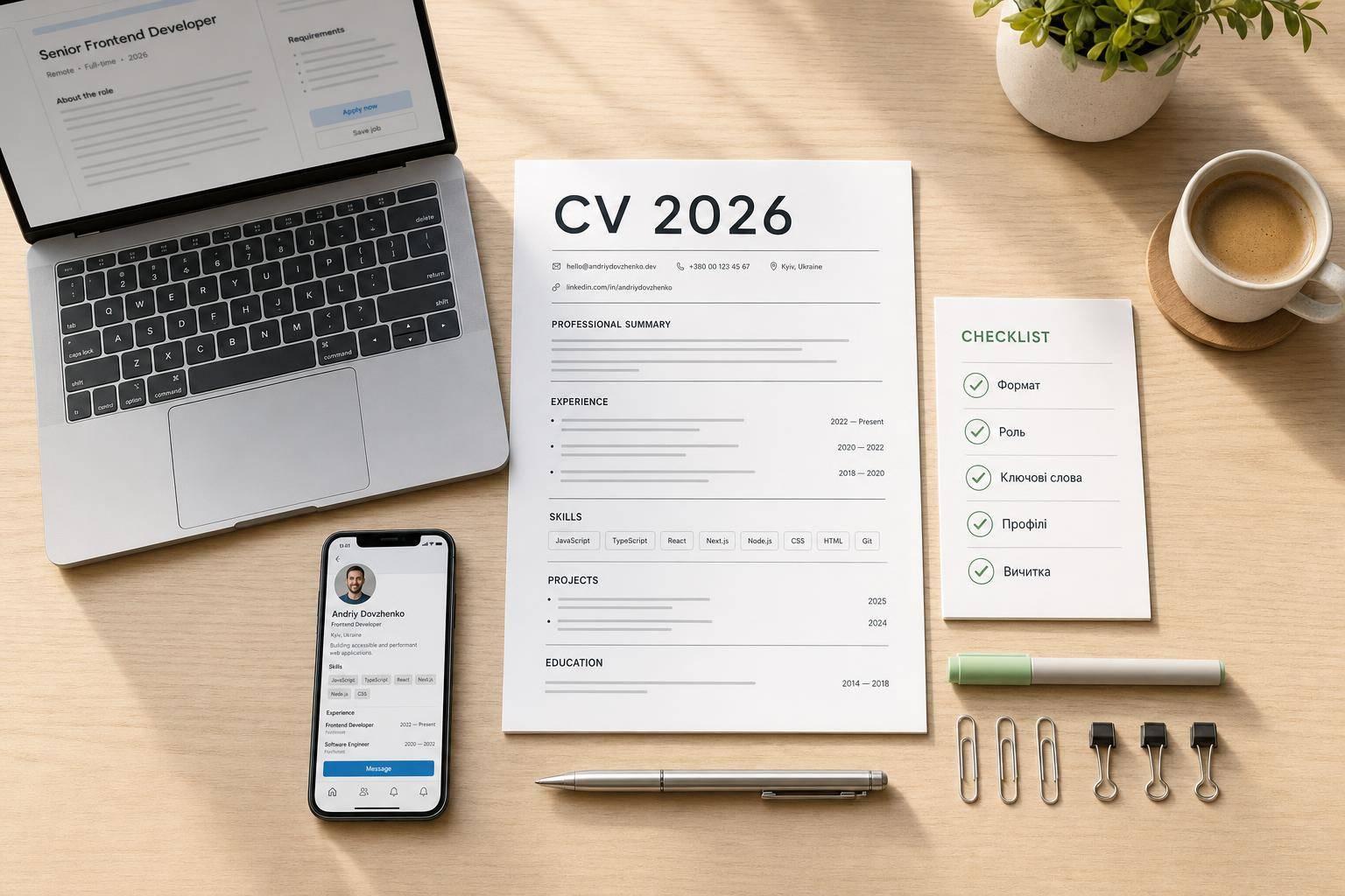 Чеклист підготовки CV для IT-вакансій у 2026 році