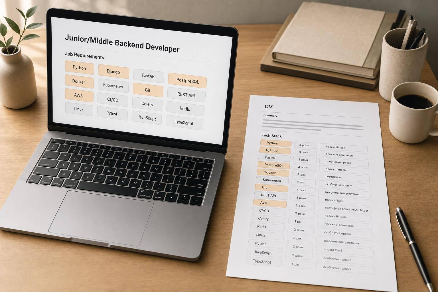 Як AI читає tech stack у CV під вакансії