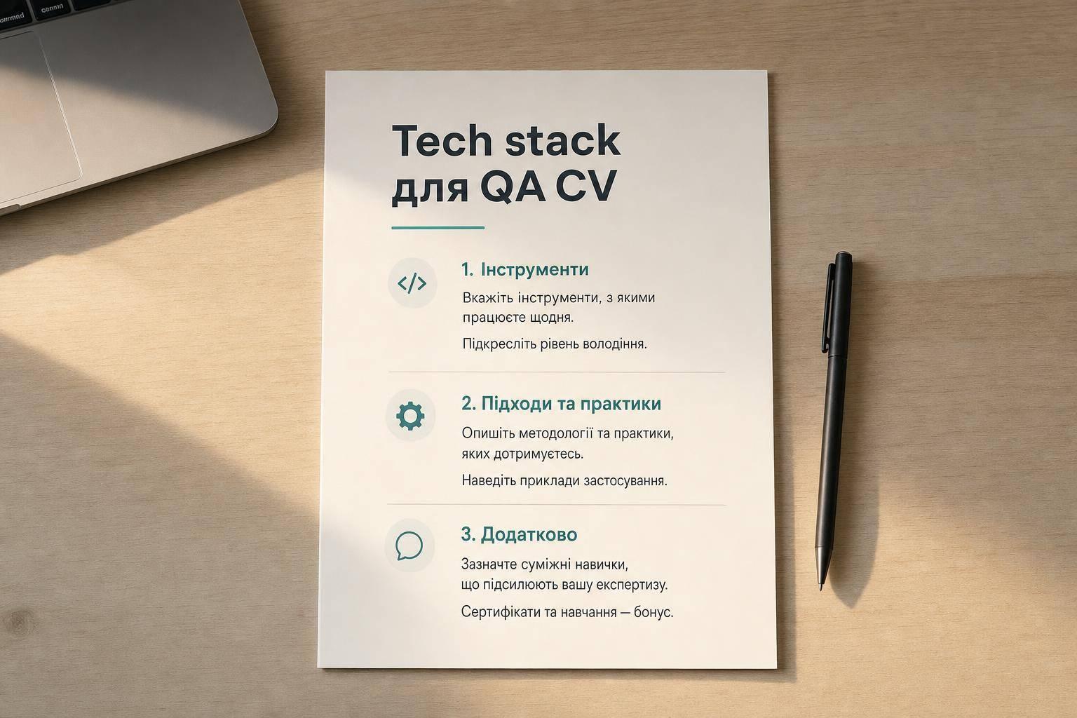 Tech stack для QA CV: що вказати
